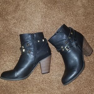Black Studded Boots, Size 10 by Cato